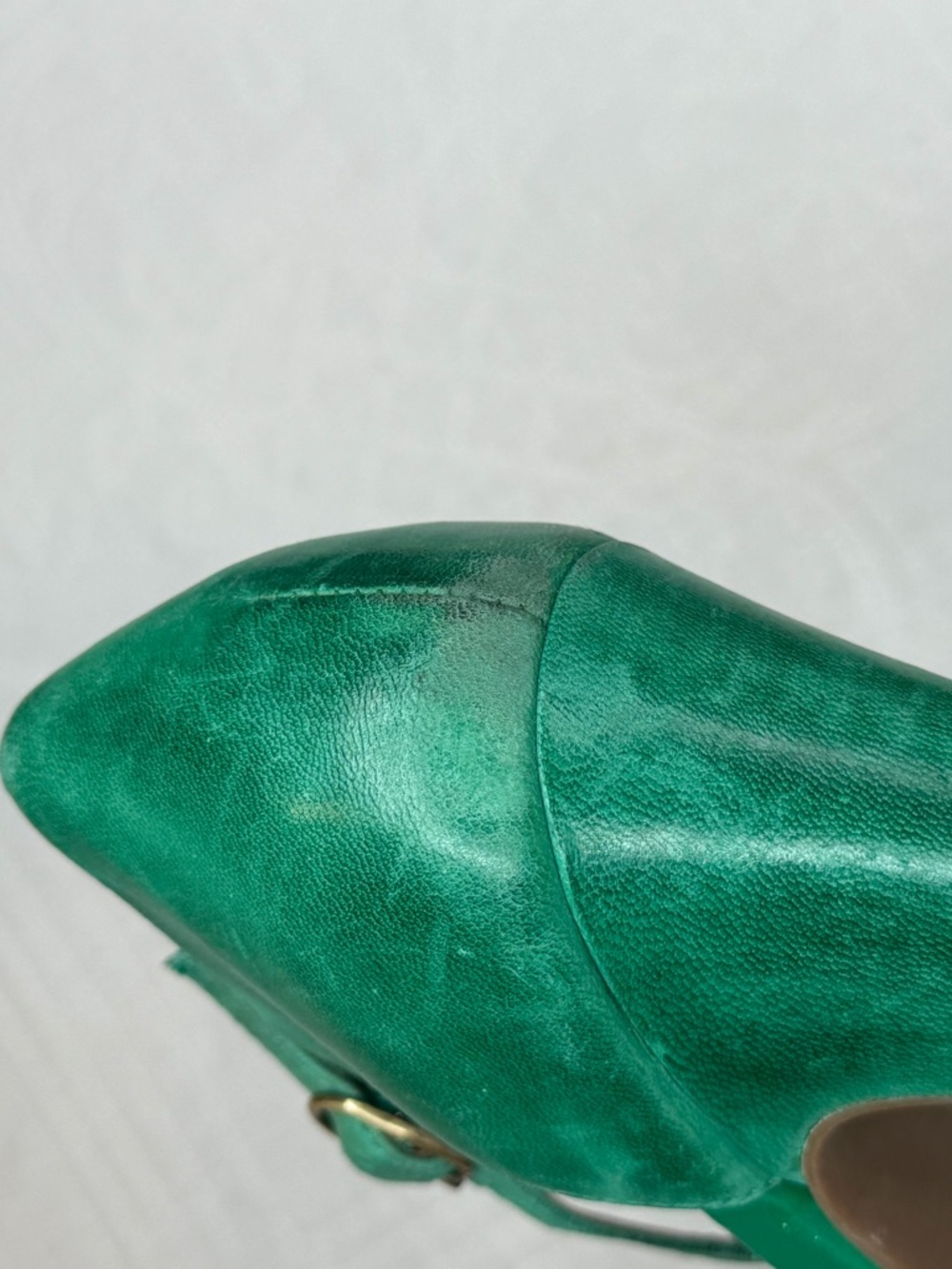 Miz Mooz Sailor Green Leather T-Strap Ruffled Heels Retro Y2K Classic Women 8 - Picture 9 of 13